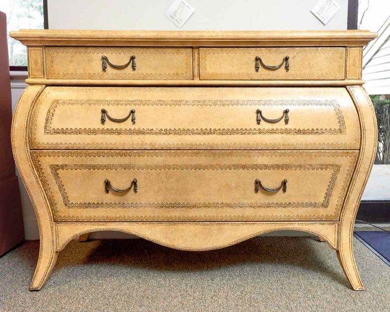 Lineage Furniture Leather Tooled Accent Chest