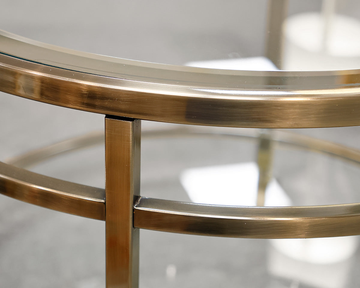 Round Chrome and Glass Coffee Table