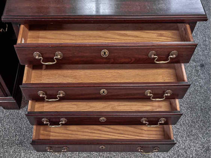 Pair of  Henkel Harris Solid Mahogany Bedside Chests with Brass Pulls
