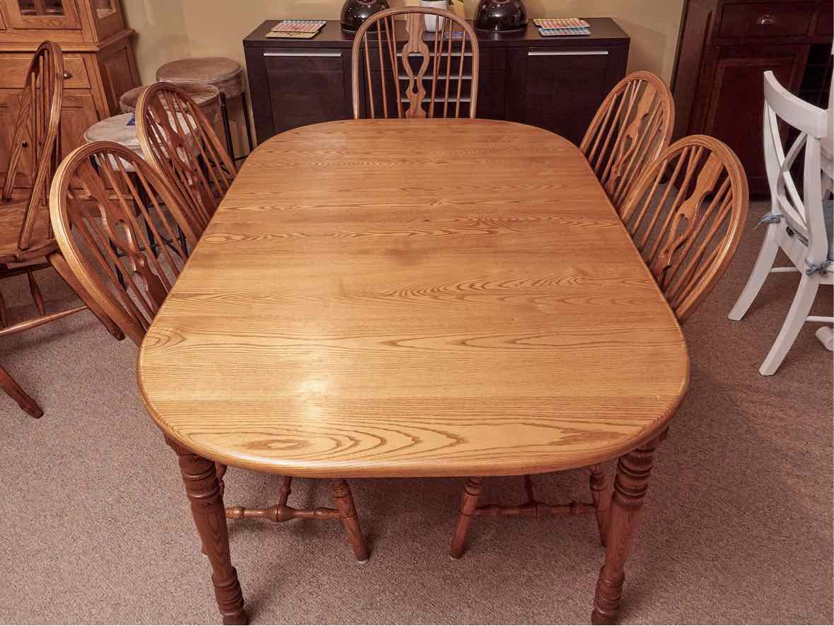Bent Bros Colonial Oak Oval  Table & 6 Oak Windsor Chair Set