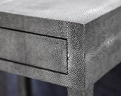 Amberly Nightstand in Faux Gray Shagreen, One Drawer. One Shelf
