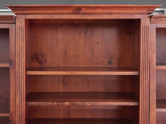 Pine Dark Stain 3 Piece Bookcases Wall Unit with Adjustable Shelves