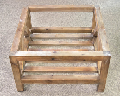 Pair of Rustic Pine & Stone Cocktail Tables