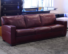 Burgundy Leather 3-Cushion Sofa