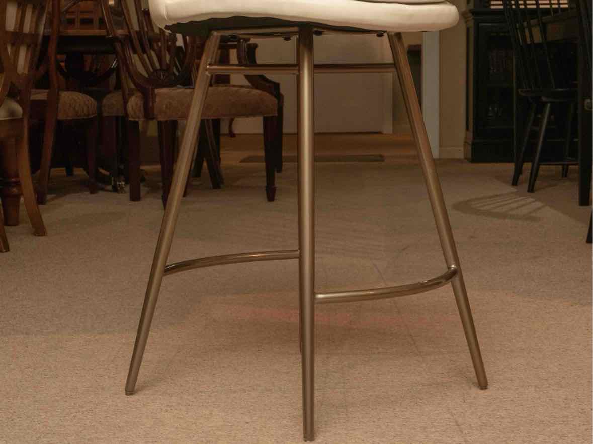 Set oF 4 West Elm Ivory Leather Bronze Finish Legs Counter Stools