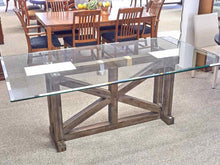 Jofran Reclaimed Wood Base  Dining Table with Rectangular Glass Top