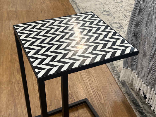 Crate & Barrel Black and White C-Table