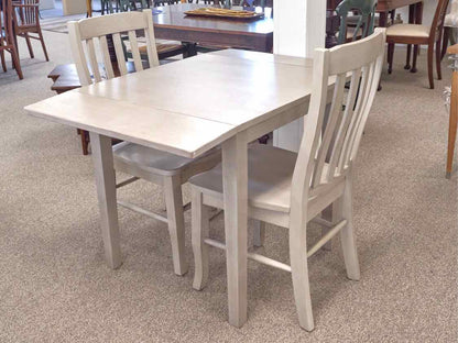Grey Washed Drop Leaf Table & 2 Slat Back Chair Set