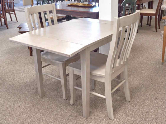 Grey Washed Drop Leaf Table & 2 Slat Back Chair Set