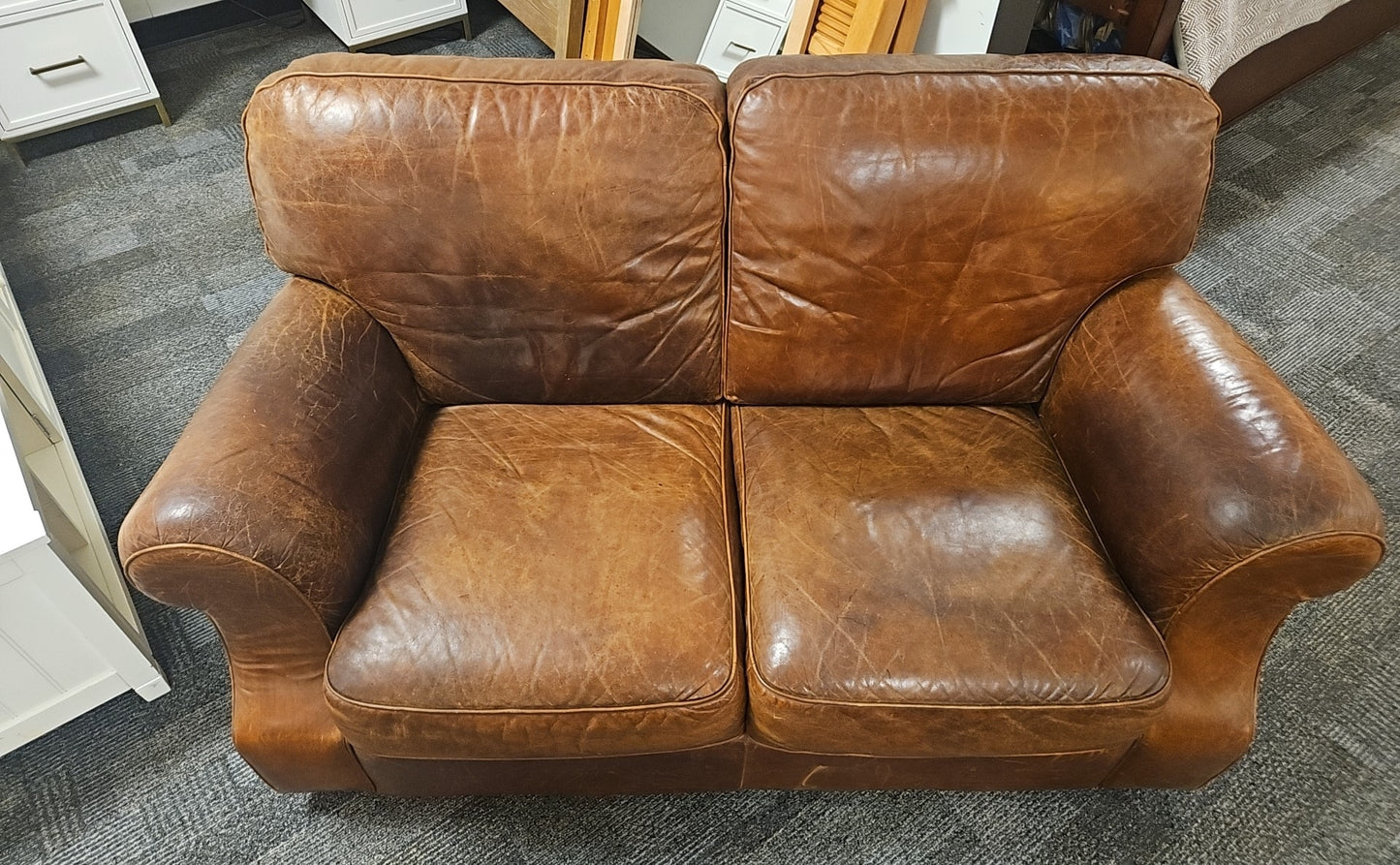 Natuzzi Brown Leather Loveseat