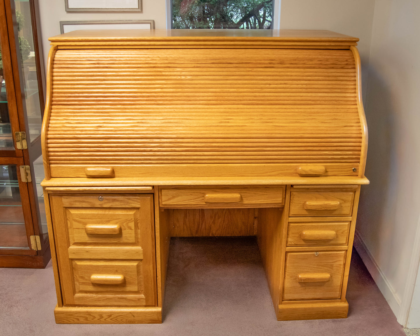 Golden Oak Roll-Top Desk