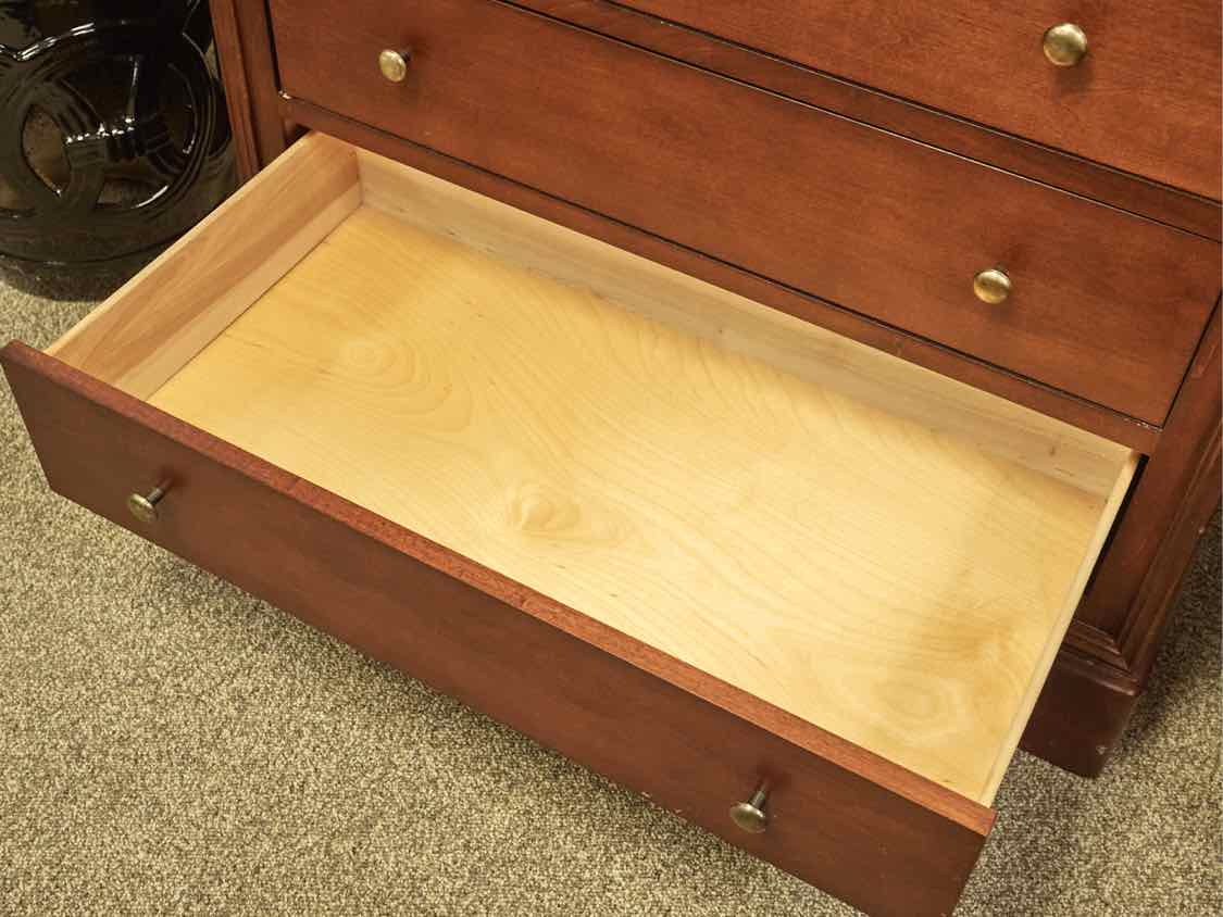 Louis Phillip Style Cherry Finish 7 Drawer Chest with Bronze Finish Knobs