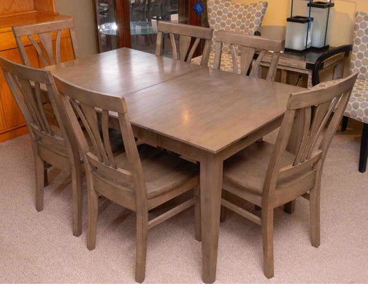 Grey Finish Rectangular Butterfly Leaf  Table & 6 Chair Set