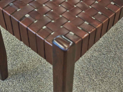 Leather Weave Ottoman