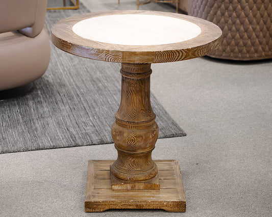 Arhaus Rustic Round Marble Top Side Table