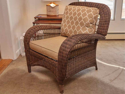 Set of Hampton Bay 'Beacon Park' 3 Season Wicker ,Sofa,Pair of Chairs & Ottoman