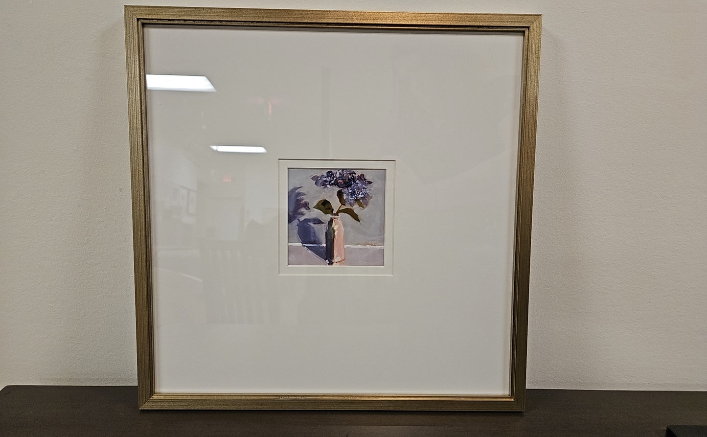 'Milk Bottle Floral D' in Champagne Frame