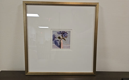 'Milk Bottle Floral D' in Champagne Frame