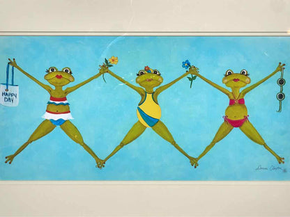 'Summer Splash II' White Frame Double Matted  Watercolor Print