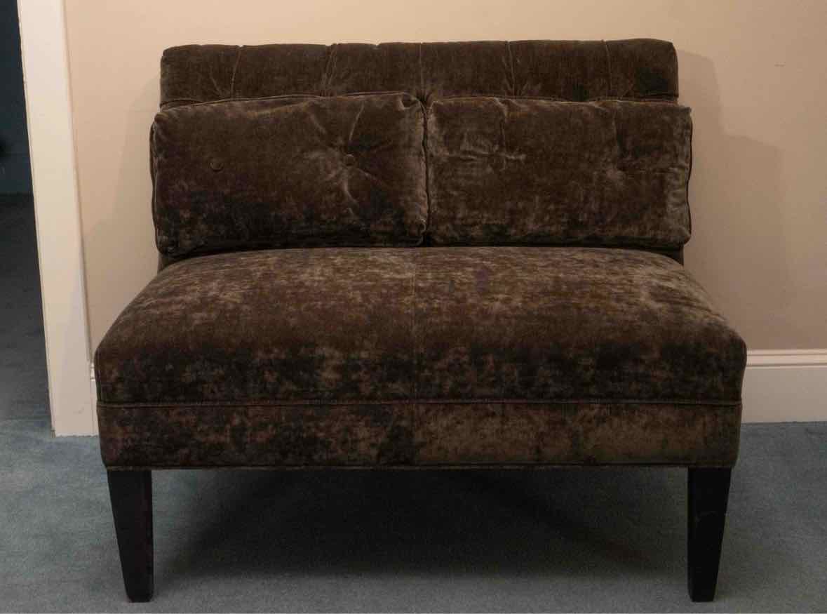 Charcoal Grey Durable Velvet Tufted Back & 2 Toss Pillows Settee