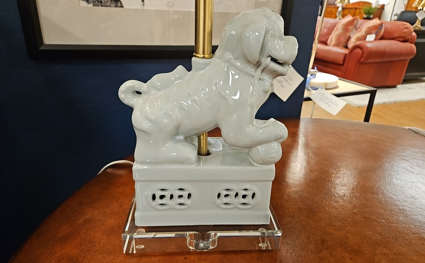 Porcelain Palladian Blue Foo Dog Lamp