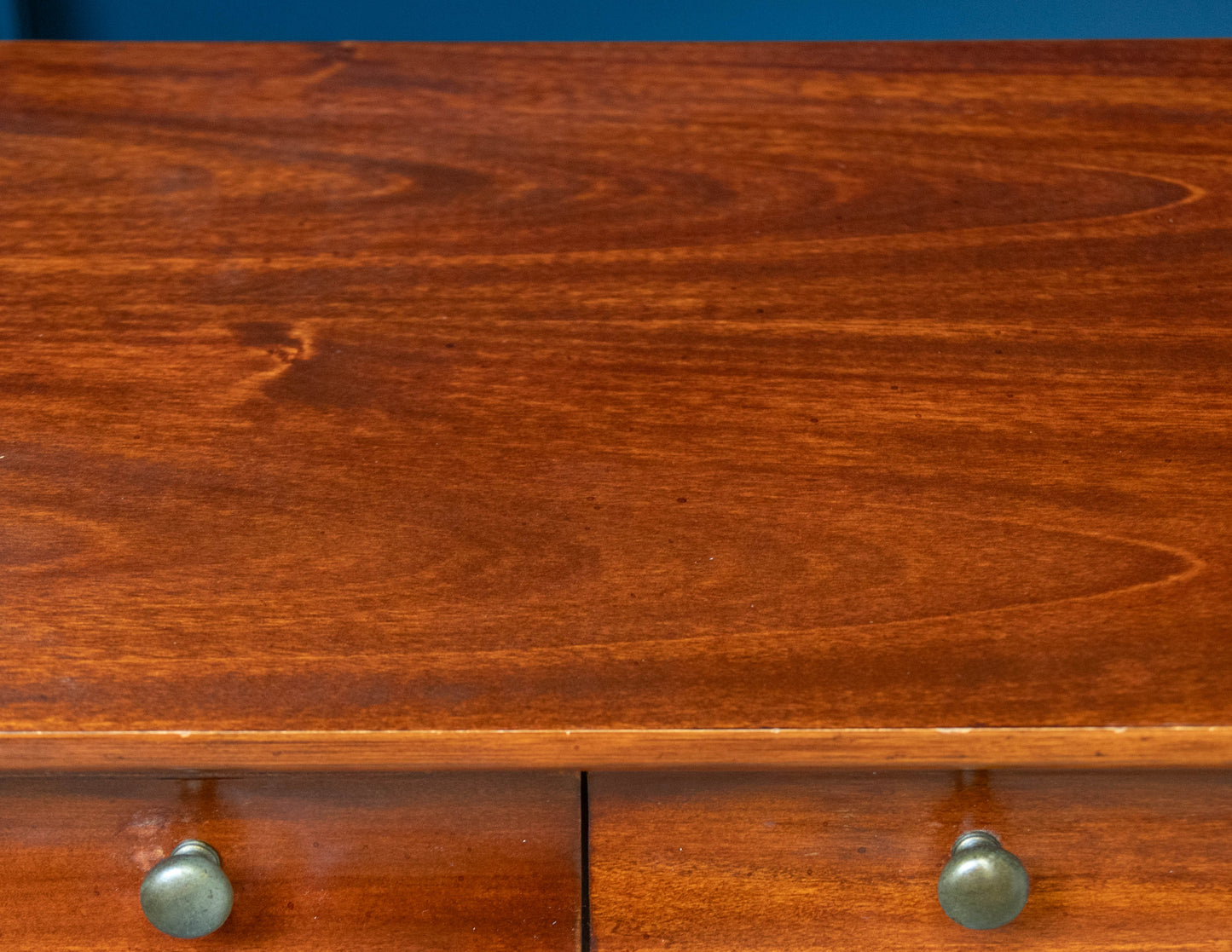 Louis Philippe Double Dresser in Dark Cherry Finish with Brass Pulls
