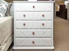 White Finish 5 Drawer Chest with Natural Wood Knobs