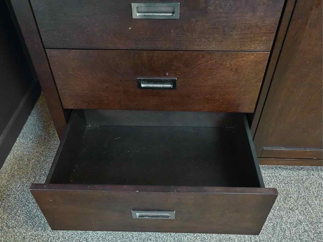 Crate & Barrel 5-Drawer Door Chest in Dark Finish with Campaign Pulls