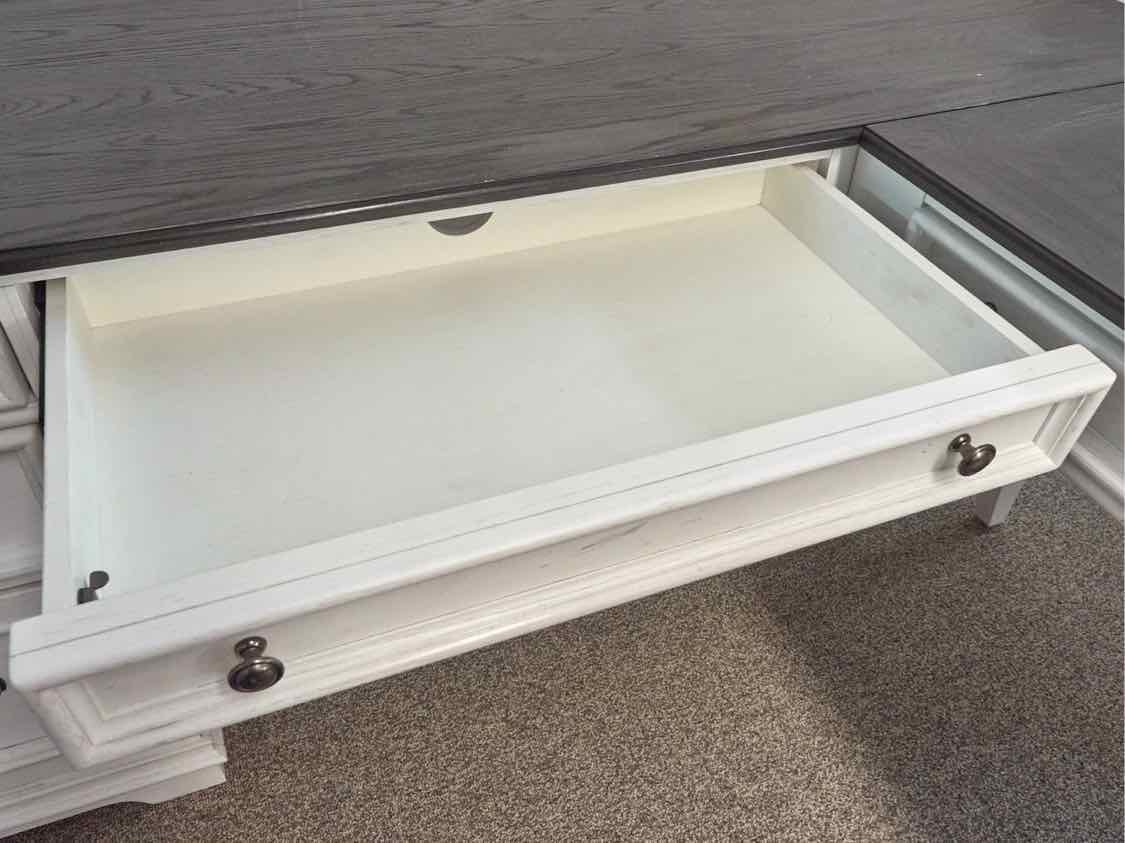 Liberty Furniture Allison Park L Shaped Desk w/Charcoal Top & White Base