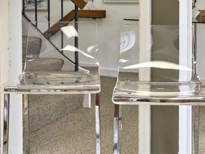 Set of 3  CB2 Chrome and Acrylic  Bar Stools