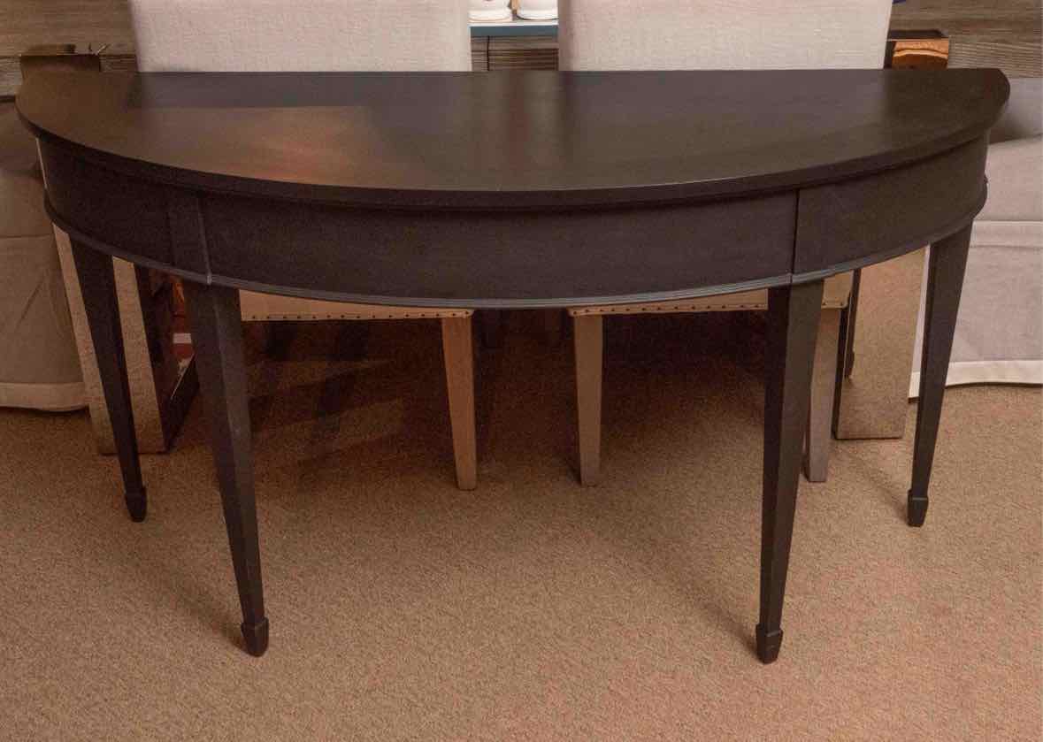 Ethan Allen Black Finish Demilune Console