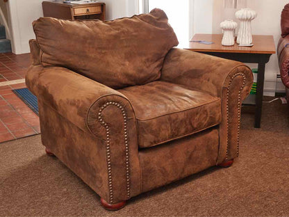 Klausner Micro Fiber Brown Suede Nailhead Trim Bun Feet  Chair