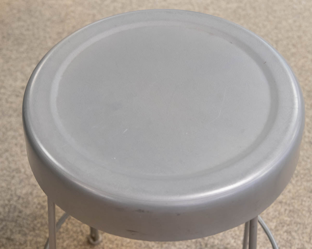 Pair of Silver Finish Metal Counter Stools
