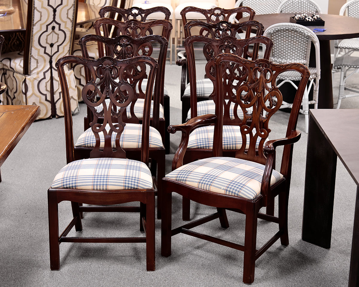 Set of 8 Henredon Chippendale Style Dining Chairs