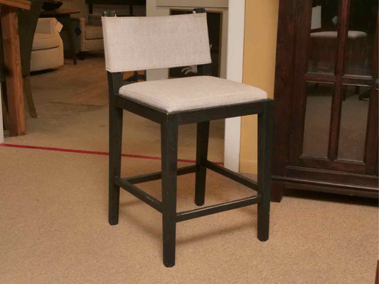 Set Of 4 Restoration Hardware Saddle Fabric Counter Stools