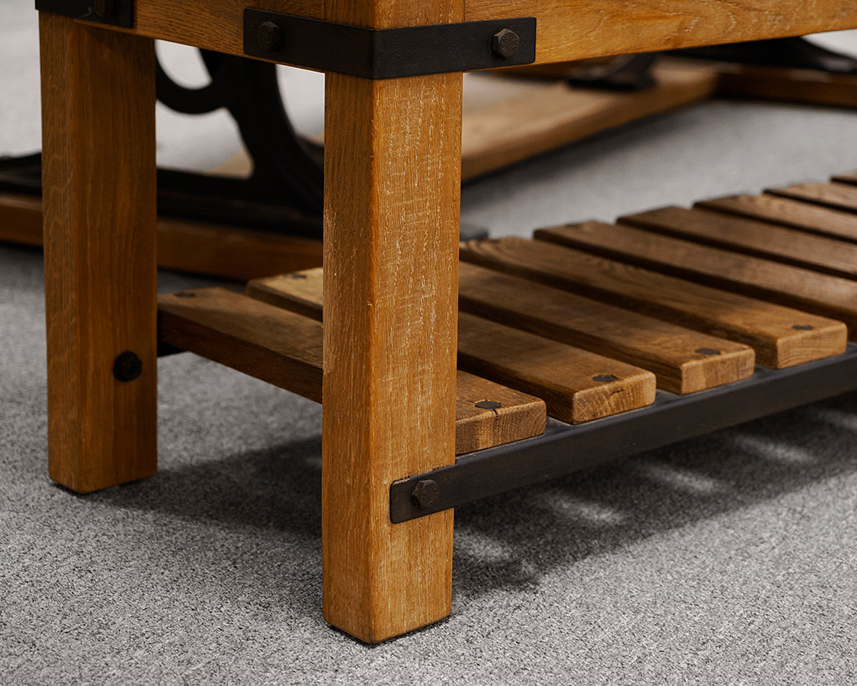 Arhaus Leather Industrial Dining Bench