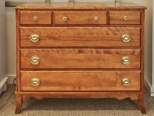 Solid Birch Six Drawer Dresser in Honey Finish