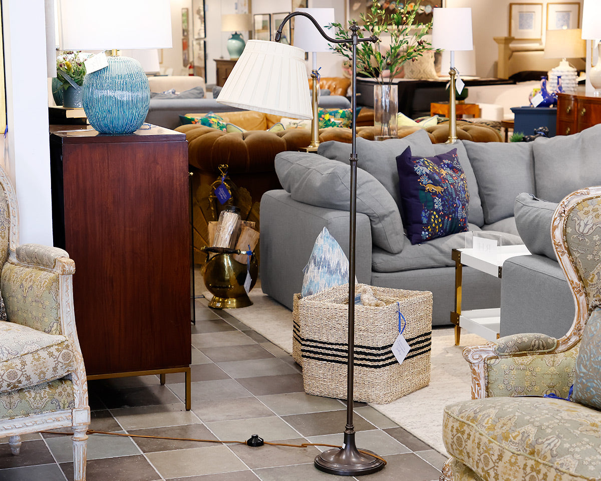 Swan Neck Floor Lamp w/ Cream Shade