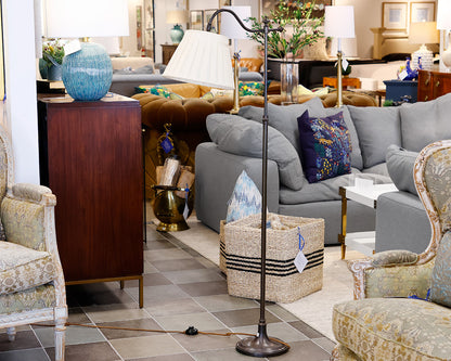 Swan Neck Floor Lamp w/ Cream Shade