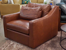 Camden Collection Logan Canyon Slope Arm Swivel Club Chair in Brown Leather