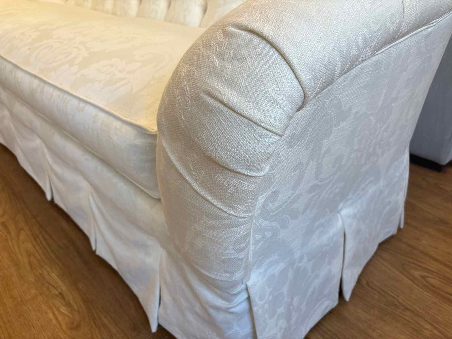 Ethan Allen Curved Tufted Sofa