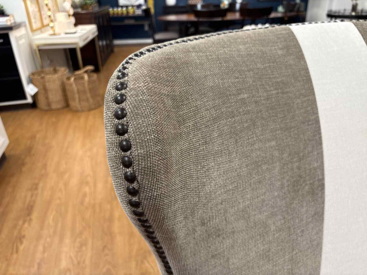 Pair of Striped Wing Back Chairs