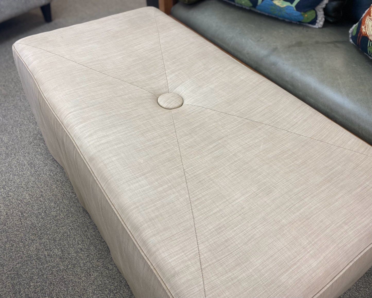 Kravet Skirted Bench Upholstered in Oatmeal