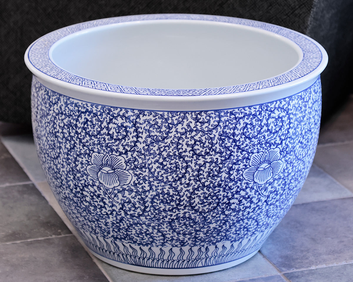 Large Blue and White Planter