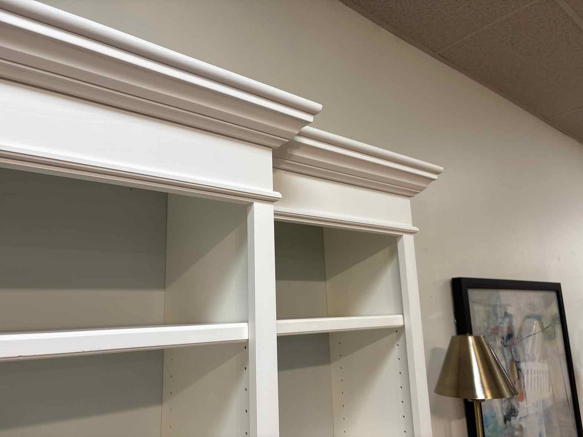 White and Cherry Custom Built Bookcase and Storage Cabinet