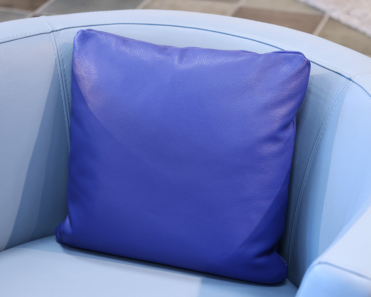 Roche Bobois Tangram Swivel Chair in Robins Egg Blue Leather