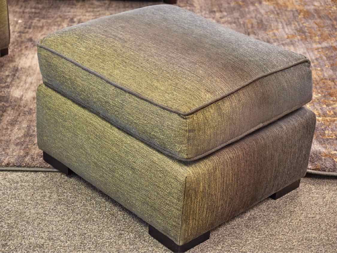 Chartreuse Green & Grey Upholstered Chair W/ Ottoman