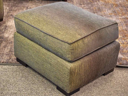 Chartreuse Green & Grey Upholstered Chair W/ Ottoman