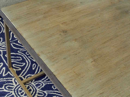 Lorts Driftwood Finish Top Cocktail Table with Taupe Metal Base