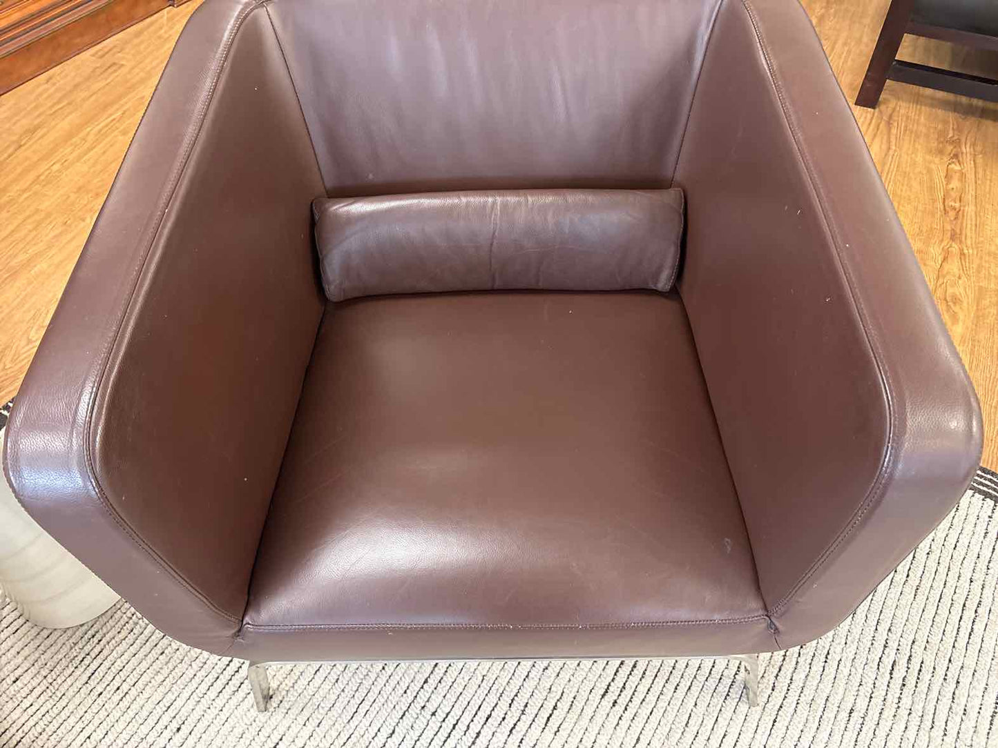 Ligne Roset Chocolate Leather Barrel Chair